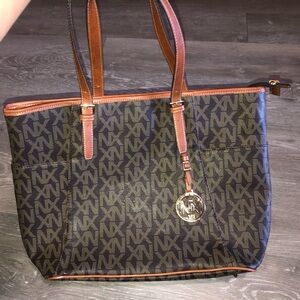 Michael Kors Black and Brown Logo Tote